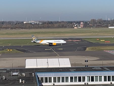 Condor Airbus A320 on the taxiway to runway 23L