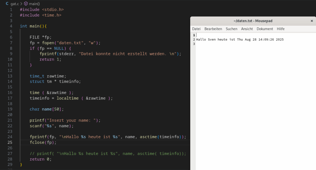 C program that creates a new text file.