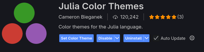 Julia Color Themes in Visual Studio Code