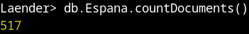 MongoDB MongoShell db.Espana.countDocuments 517