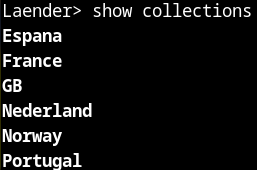 MongoDB show collections Laender (Länder)