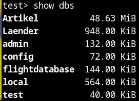 MongoDB show dbs (show databases)