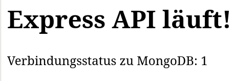 Express API läuft - message in the screenshot, Express API is running