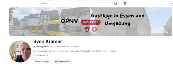 YouTube Kanal unterwegssein mit meinen Videos über den ÖPNV.