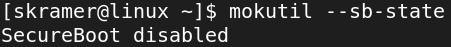 mokutil -- sb-state Secure Boot