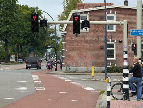Fahrradampel an der Boddenkampsingel für den Geradeausverkehr und Abbiegeverkehr
