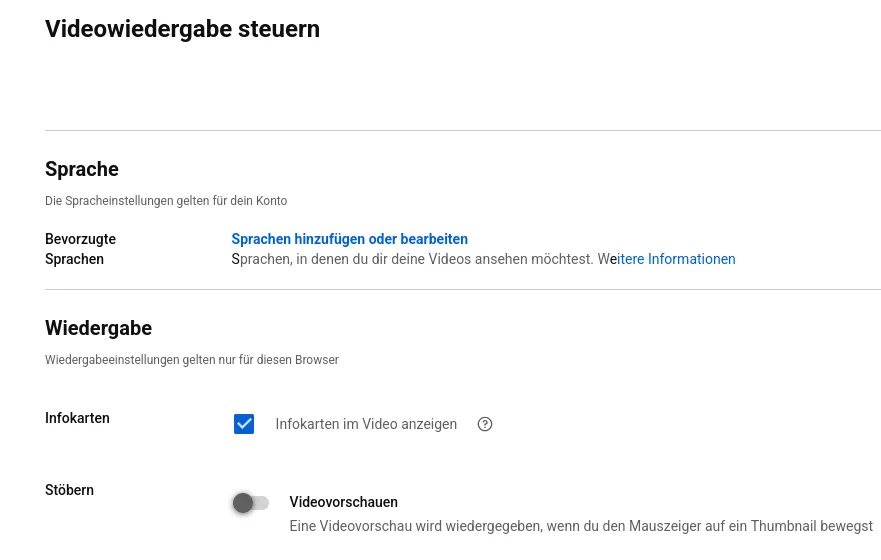 Wiedergabe -> Stöbern -> Videovorschauen (Browseransicht).